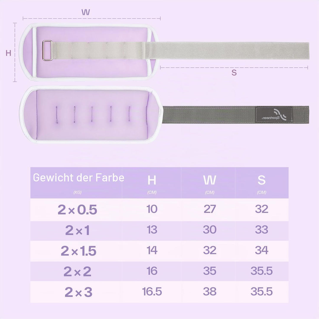 Sportneer Knöchelgewichte für Beine und Arme - Gewichtsmanschetten Set für Frauen und Männer für Kra