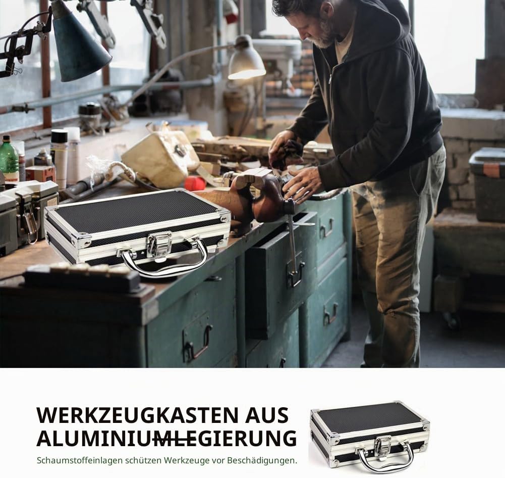 Mini-Aluminium-Flugkoffer, Kleine Werkzeugkasten Aufbewahrungsbox, Abschliessbarer Universal-Transpo