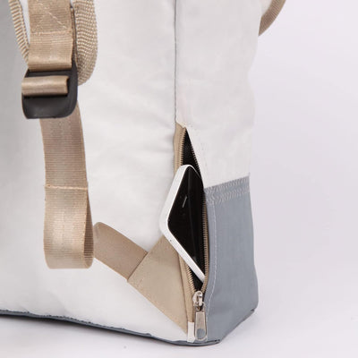 360° Grad Landgang Rucksack Segeltuch weiss mit Zahl grau
