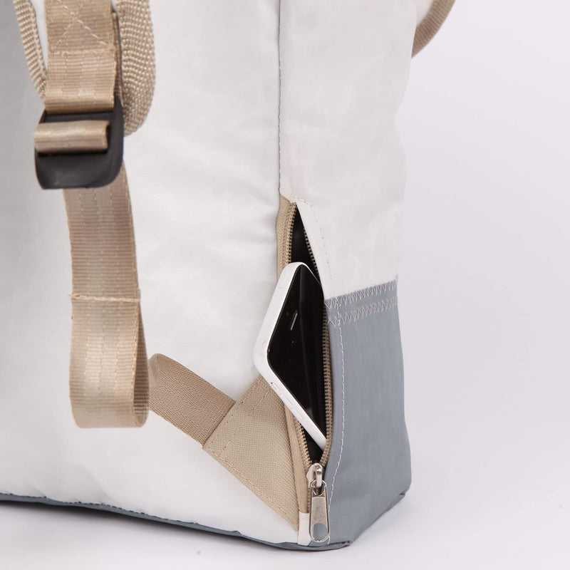 360° Grad Landgang Rucksack Segeltuch weiss mit Zahl grau