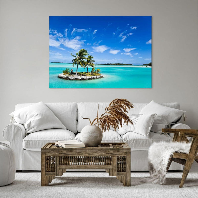 Bilder auf Leinwand 100x70cm Leinwandbild Tahiti Insel Bora entspannend Gross Wanddeko Bild Schlafzi