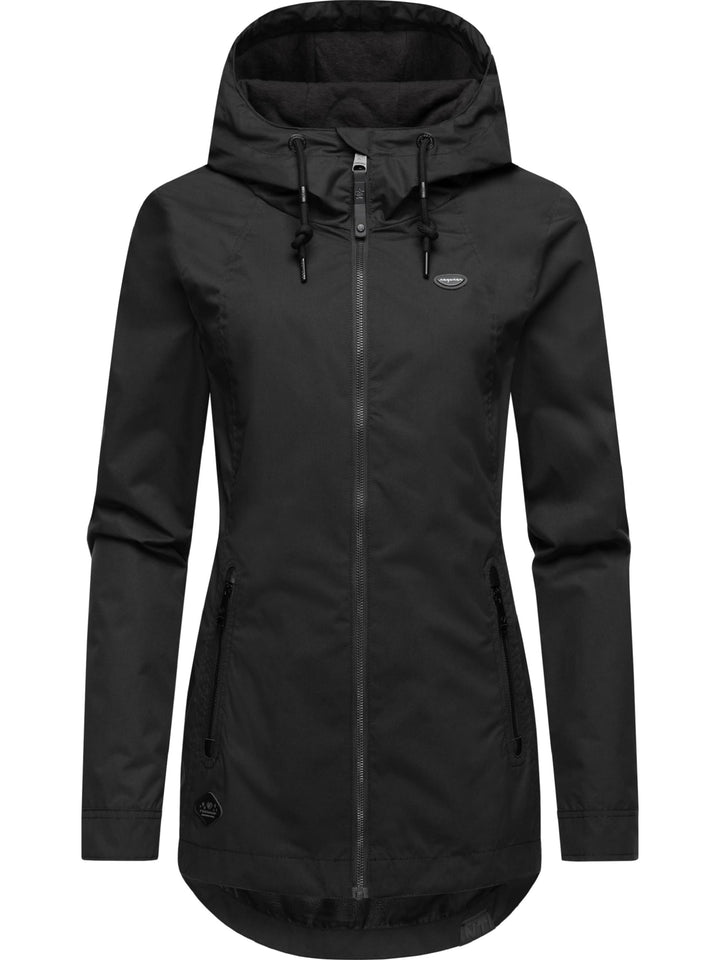 Ragwear Damen Übergangsjacke leichte Jacke Kurzmantel mit Verstellbarer Kapuze Zuzka XS-6XL M Black0