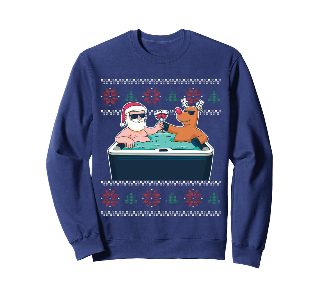 Ugly Xmas Sweater Rentier und Santa Claus Saufen Party Sweatshirt