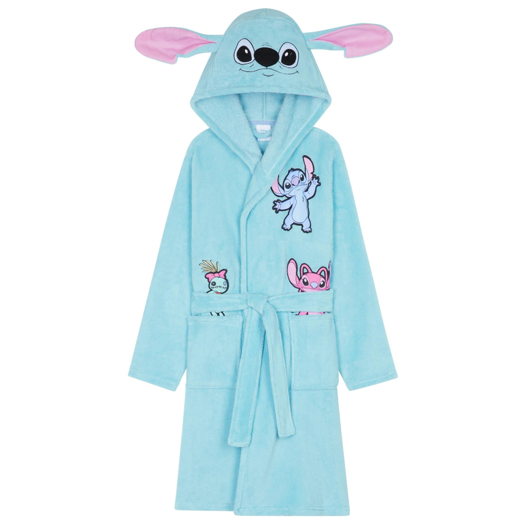 Disney Stitch Bademantel Kinder Mädchen, Morgenmantel mit Kapuze & Taschen - Geschenke für Mädchen &