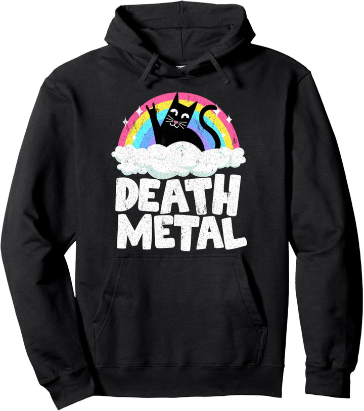 Todeskatze Satanic Kinder Punk Rock Band Metall Regenbogen Pullover Hoodie