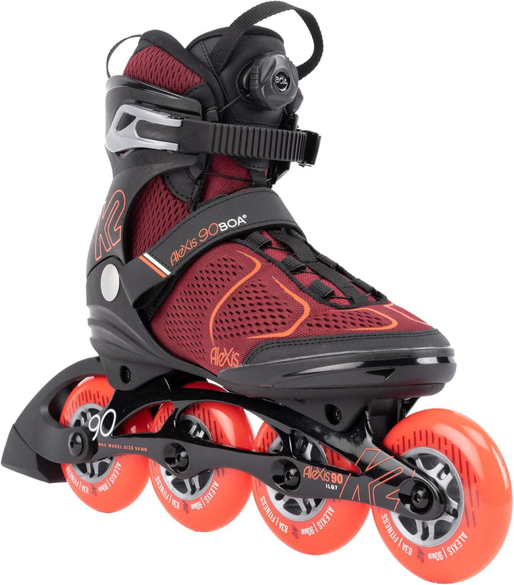 K2 Damen Alexis 90 Boa Inline Skates EU: 36 (UK: 3.5 / US: 6) burgandy - orange, EU: 36 (UK: 3.5 / U