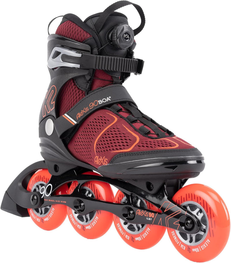 K2 Damen Alexis 90 Boa Inline Skates EU: 41.5 (UK: 7.5 / US: 10) burgandy - orange, EU: 41.5 (UK: 7.