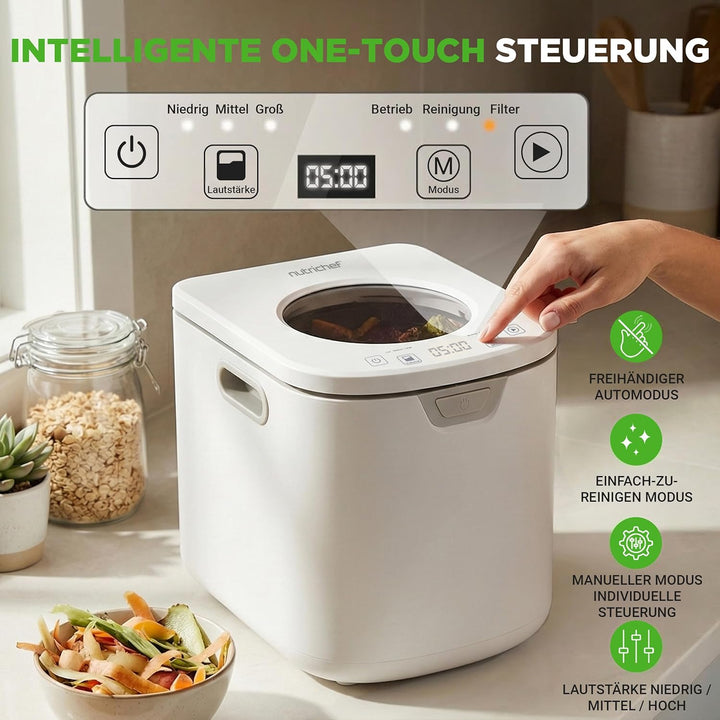 NutriChef Elektrischer Küchenkomposter - Indoor Lebensmittelabfälle Komposter Mülleimer, Geruchloses