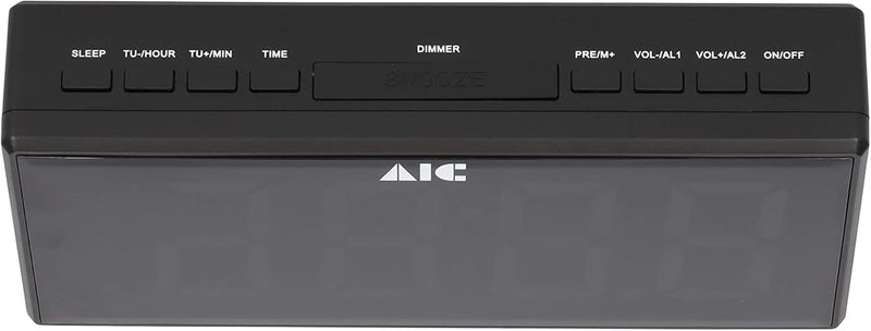 AIC Radiowecker mit gut ablesbarem XXL Display dimmbar 2 Weckzeiten 48 schwarz Schlanke Bauform, Sch
