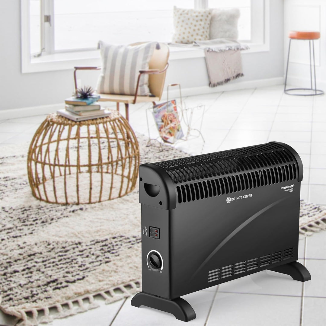 DONYER POWER Konvektor-Heizkörper 2000W Raumheizung mit einstellbarem Thermostat Schwarz Weiss, Weis