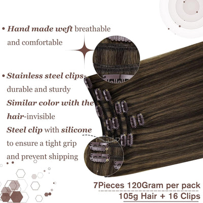 Hetto Braun Extensions Clip in Echthaar Remy Extensions Echthaar Clip in Glatt Extensions Clip in Ha