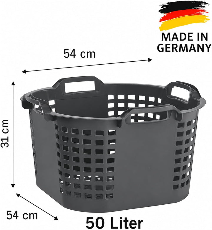 Erntekorb 50 L 5er Set Gartenkorb Grau Lebensmittelecht Obstkorb Robust 5 Stück Grau - 50 Liter, 5 S