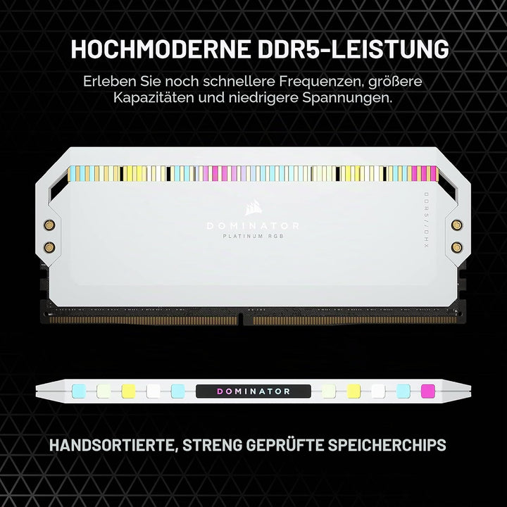 Corsair Dominator Platinum RGB DDR5 RAM 32GB (2x16GB) 5200MHz CL40 Intel XMP iCUE Kompatibel Compute