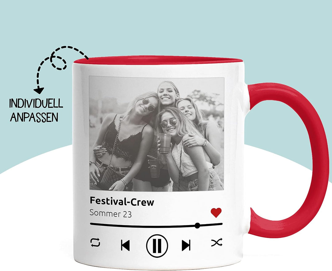 Kiddle-Design Song Cover Tasse Rot Foto Playlist Musikbild Personalisiertes Geschenk Bild im Spotify