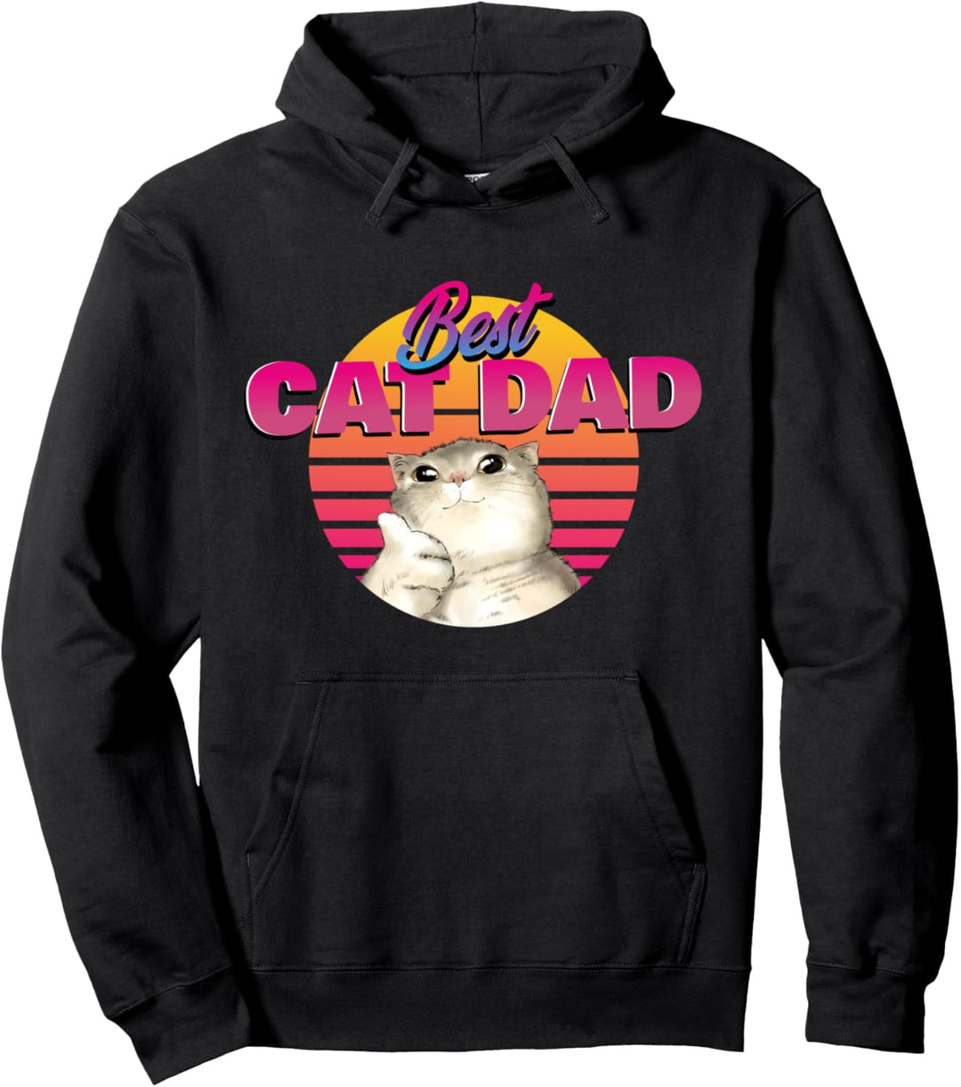 Best Cat Dad Ever Katzen Vintage Vatertag Retro Katzenpapa Pullover Hoodie