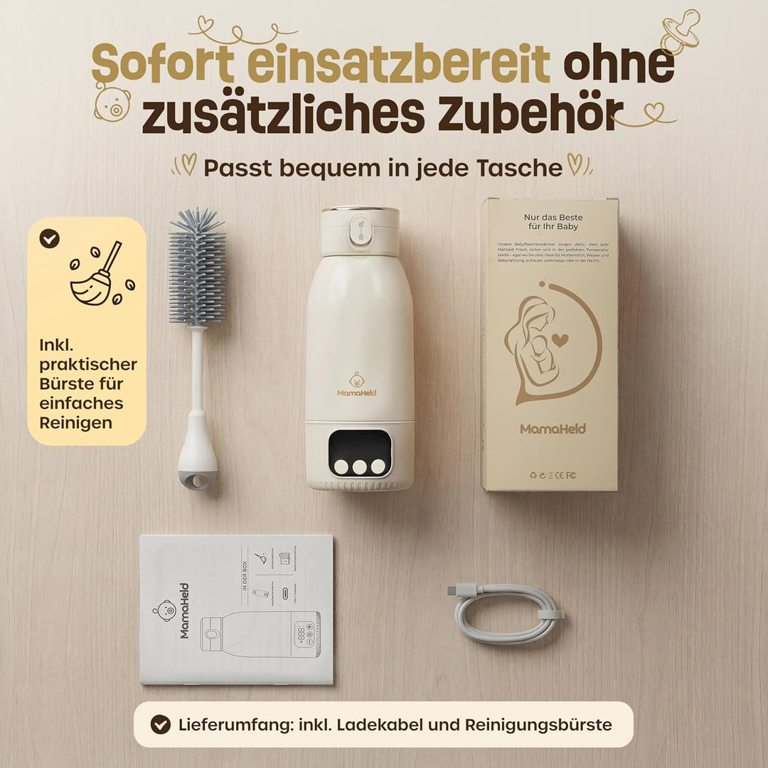 Tragbarer Babyflaschenwärmer für unterwegs – Schnelles Aufheizen in 2 Min | 500ml Kapazität | Für Mu