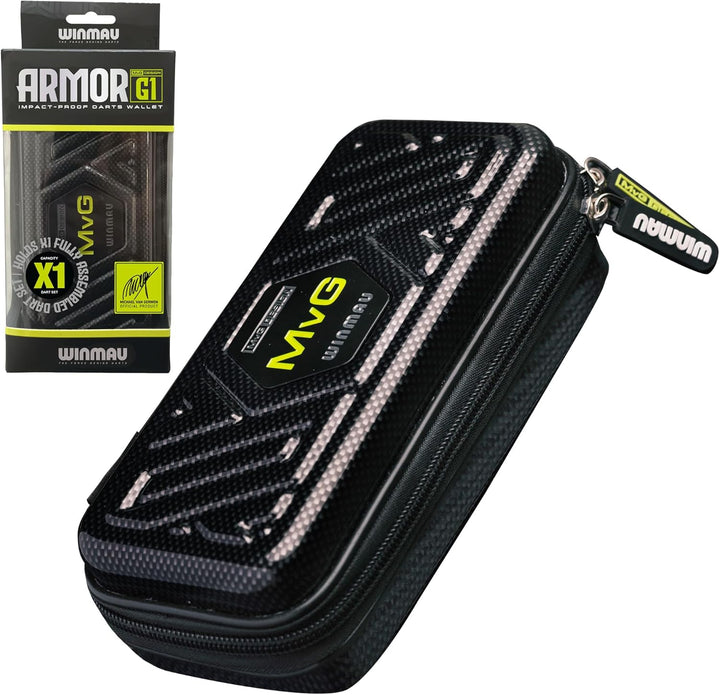 WINMAU Michael Van Gerwen MvG Armor G1 Darts-Geldbörse - Schwarz und Grün Das Dartcase bietet Platz