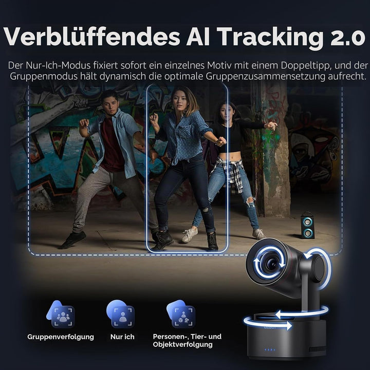OBSBOT Tail 2 Mit Fernbedienung 4K PTZR NDI-Kamera 60fps, 5X Optischer Zoom, AI Auto Tracking, 1/1,5
