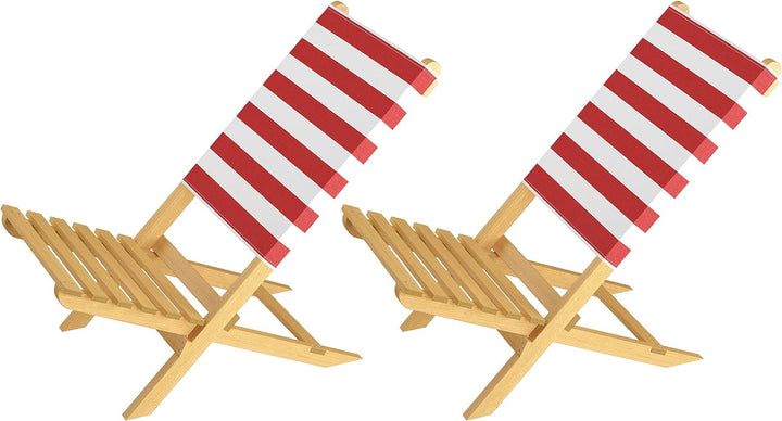 Erst-Holz Klappstuhl Strandstuhl Anglerstuhl Gartenstuhl Stuhl zum Zusammenstecken rot-weissem Bezug