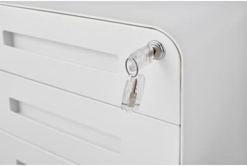 Abschliessbarer Rollcontainer mit 3 Schubladen – Mobiler Aktenschrank aus Metall mit 5 Sicherheitsro