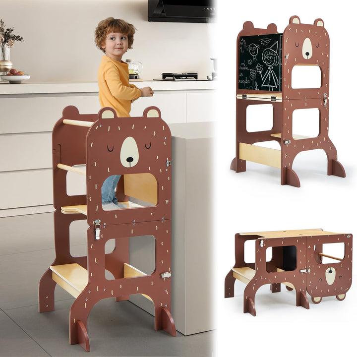 labebe lernturm ab 1 Jahr, Grossformat Montessori Lernturm klappbar, 3 in 1 Multifunktion Learning T