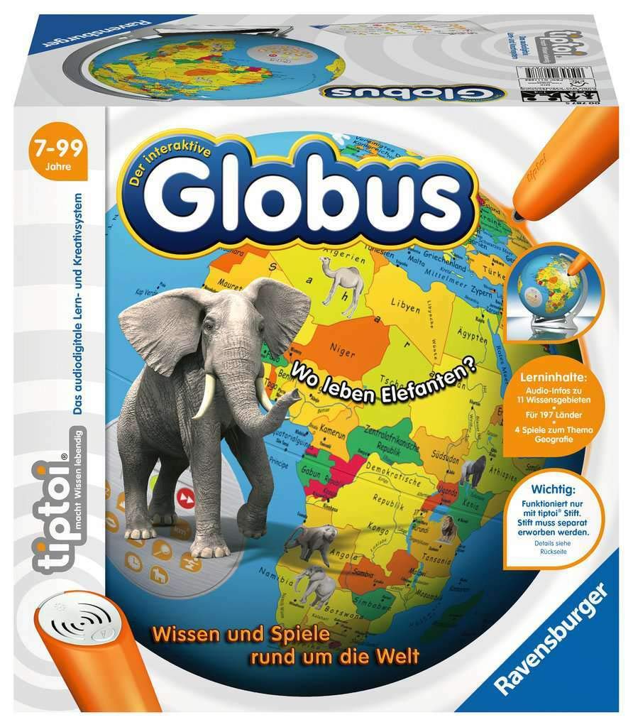 Ravensburger tiptoi 00787 - 3D Puzzle: Interaktiver Globus 17 Interaktiver Globus Single, Interaktiv