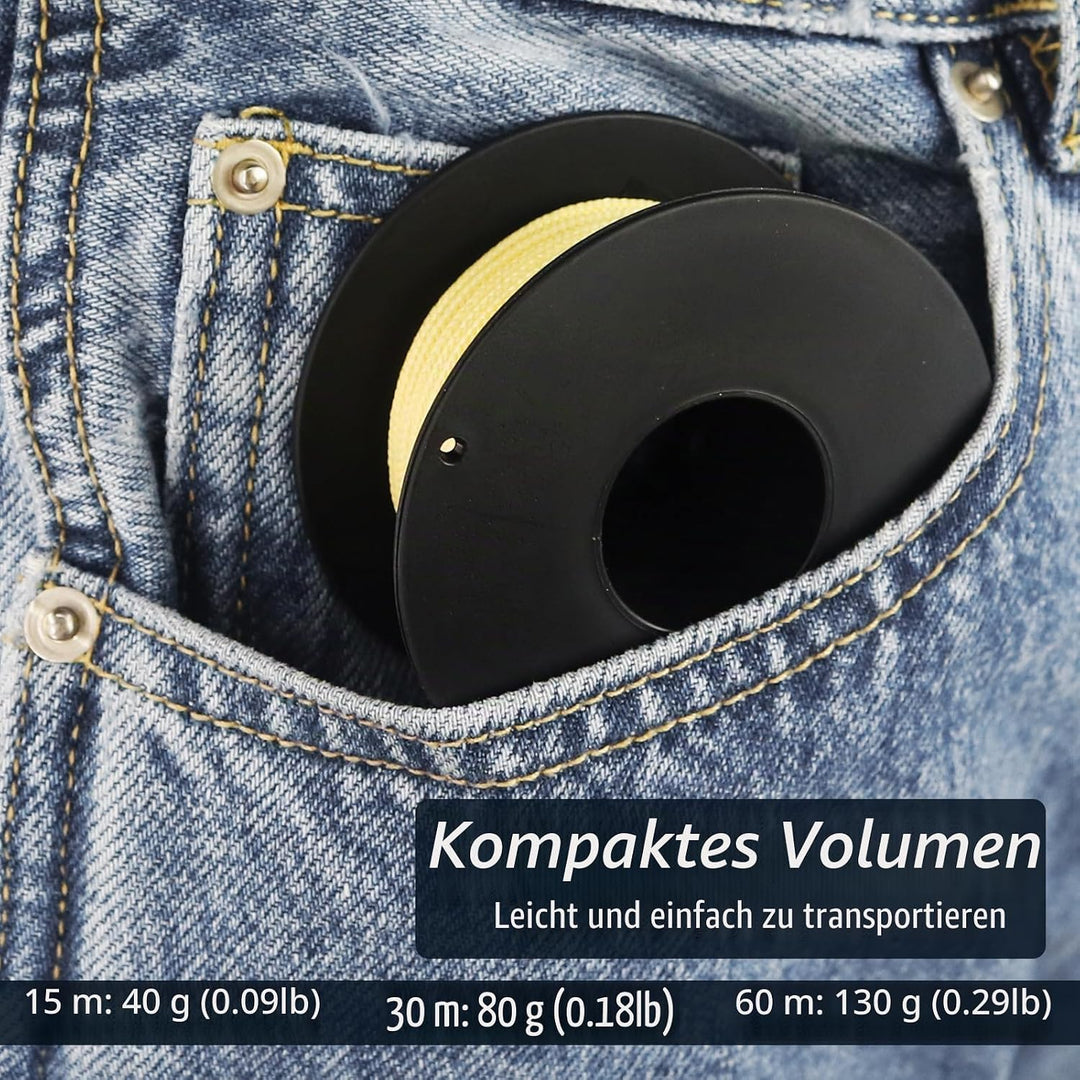 NewDoar Abriebfeste Geflochtene Kevlar-Schnüre 1,5 mm 50Fuss/120Fuss/200Fuss, 12-strängige Schnur Ho