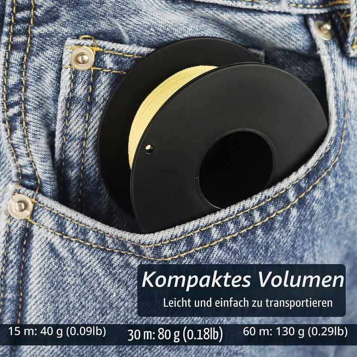 NewDoar Abriebfeste Geflochtene Kevlar-Schnüre 1,5 mm 50Fuss/120Fuss/200Fuss, 12-strängige Schnur Ho