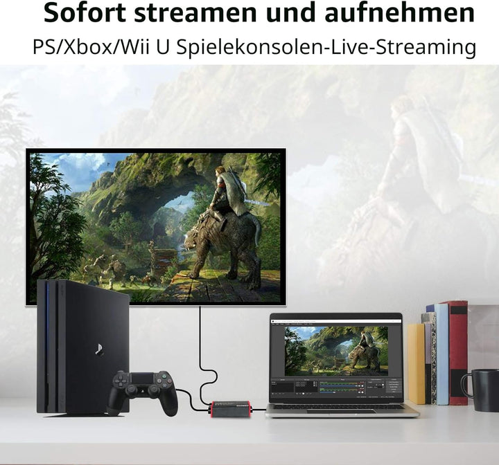 TreasLin HDMI Capture Card USB,4K-Eingang und Passthrough Recording,1080P60FPS Aufnahme und Streamin