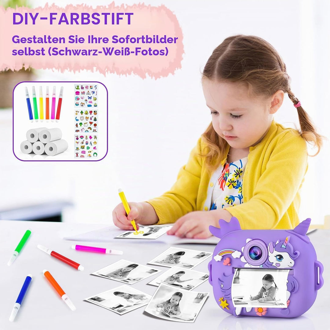 Sofortbildkamera Kinder Kinderkamera Kamera Digitalkamera 3-12 Jahre + 5 Rollen Druckpapier Sofort C
