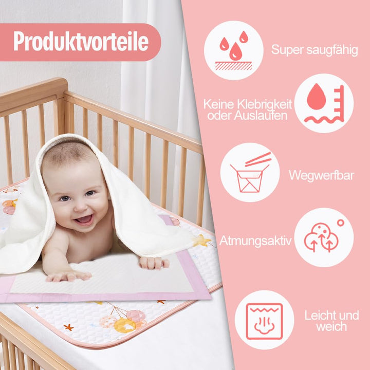 100 Stück Baby Inkontinenzunterlage Wickelunterlage Einweg, 33 × 45 cm Baby Wickelauflage, Changing