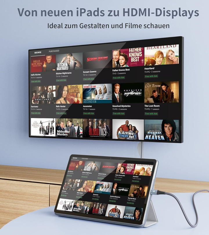 sweguard USB C auf HDMI Kabel 4K 6M,USB Typ C auf HDMI UHD Kabel Geflochten Thunderbolt 3/4 Adapter