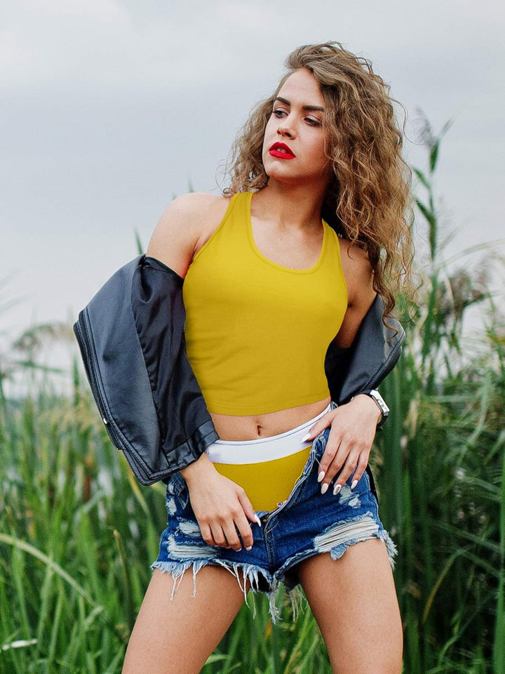 BOAO Damen Basic Crop Top Basic S Black, White, Bright Yellow, Green, S Black, White, Bright Yellow,