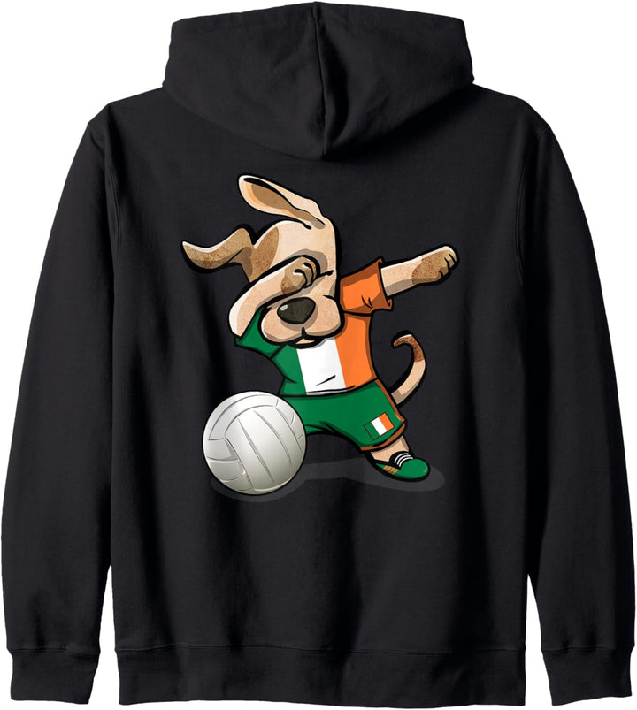 Lustiger Tupfender Hund Irland Volleyball - Irische Flagge Kapuzenjacke