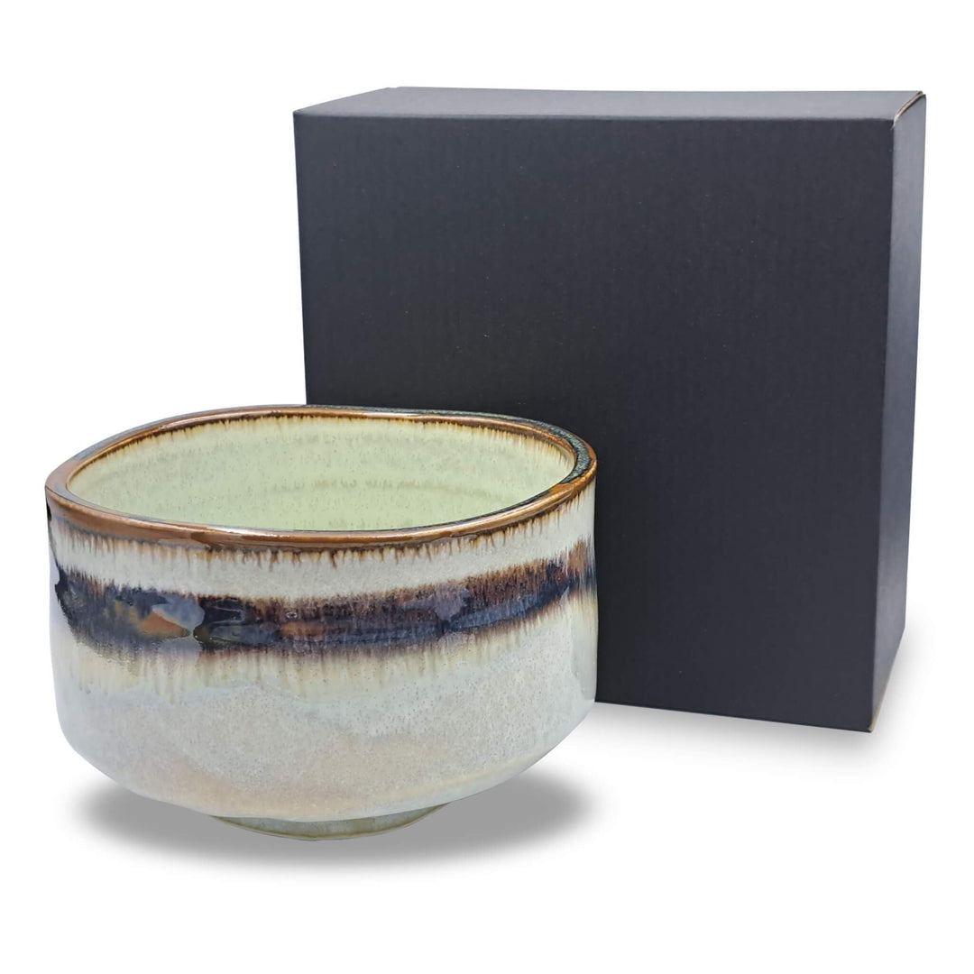 Japanische Matcha Schale Chawan Wasabi handgemacht aus Keramik - Hergestellt in Japan - zur japanisc