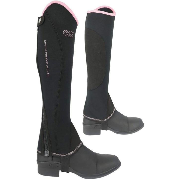 AK Neopren Curved Zip Reiten Halbchaps AKRS-1828 3XL schwarz / rosa, 3XL schwarz / rosa