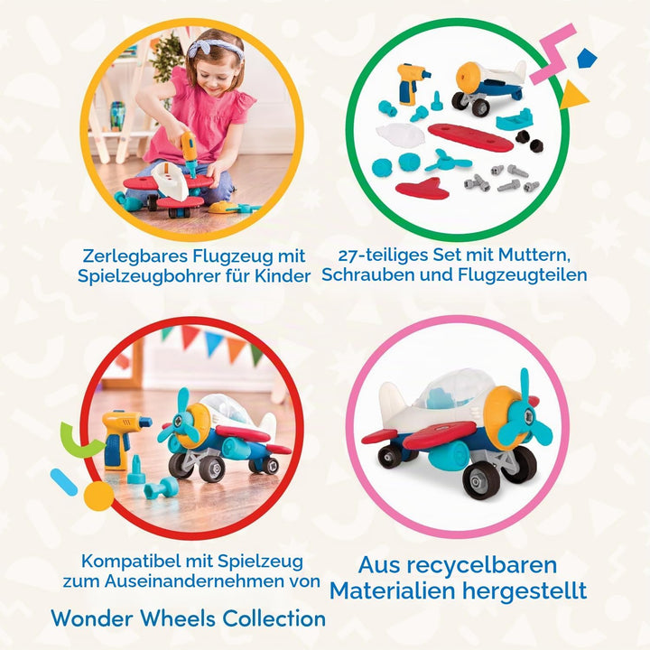 Battat – Konstruktionsspielzeug Flugzeug – Konstruktionsspielzeug Flugzeug – Spielzeugflugzeug mit B