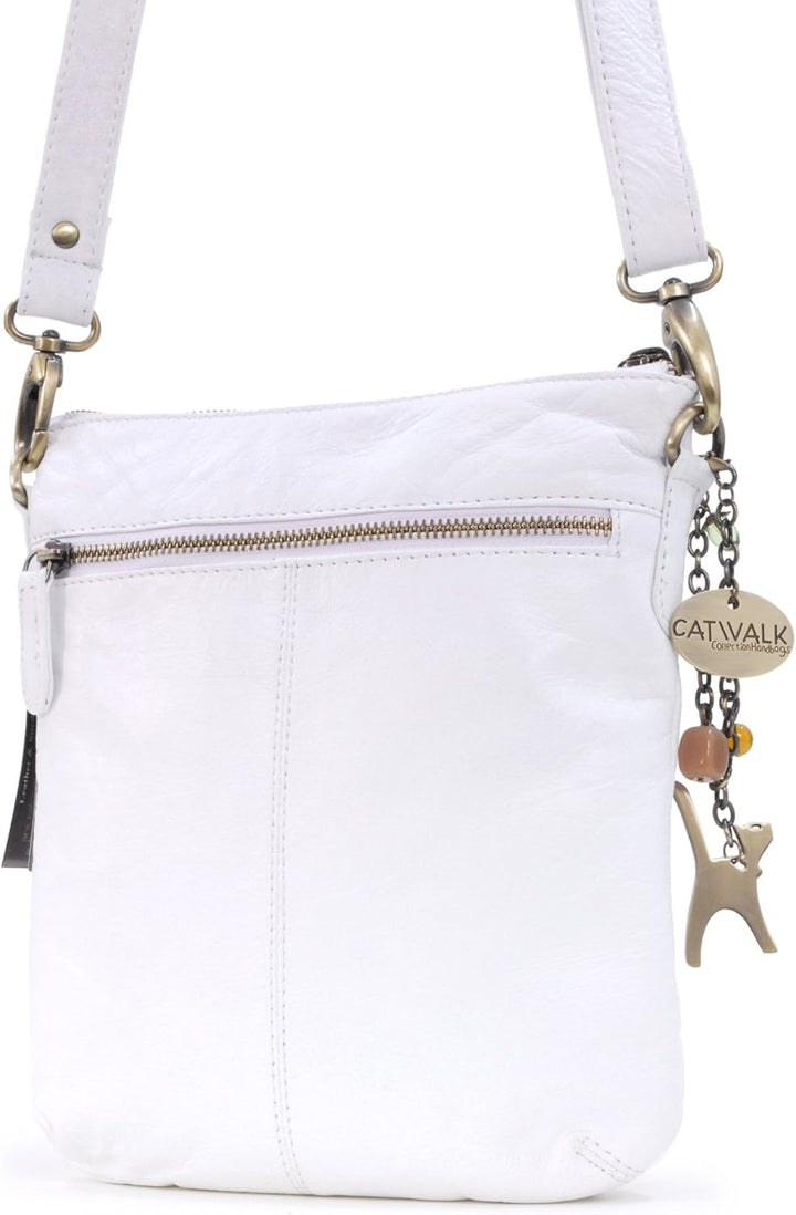 Catwalk Collection Handbags - Leder - Umhängetasche/Schultertasche - LAURA Weiss, Weiss