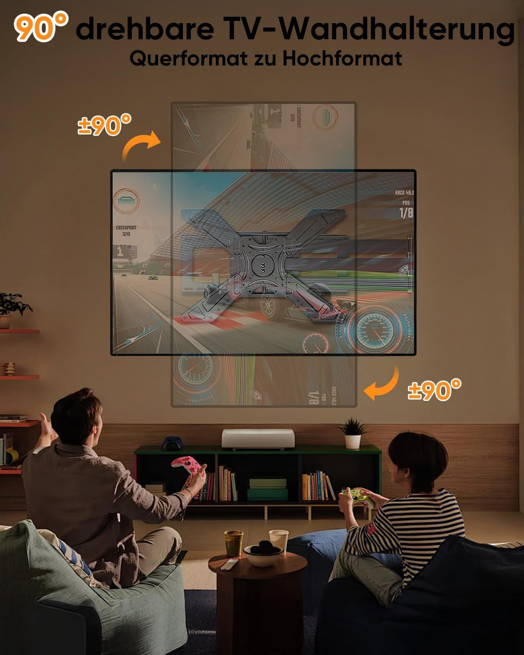FORGING MOUNT TV Wandhalterung mit 1220mm Langem Arm, Schwenkbare Neigbare TV Halterung für 26-75 Zo