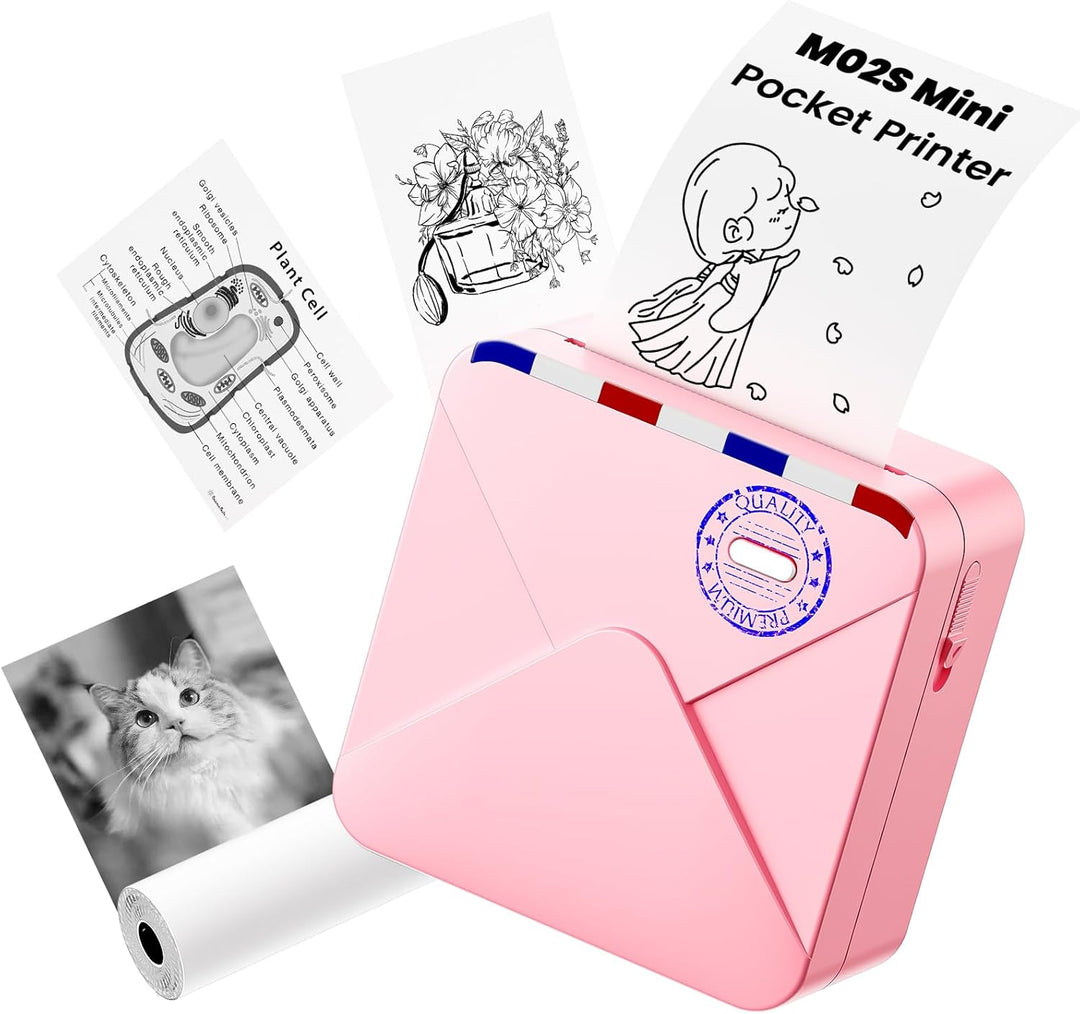 Omezizy Mini Drucker für Smartphone, M02S Mini Sticker Drucker, Bluetooth Thermodrucker, Mini Fotodr