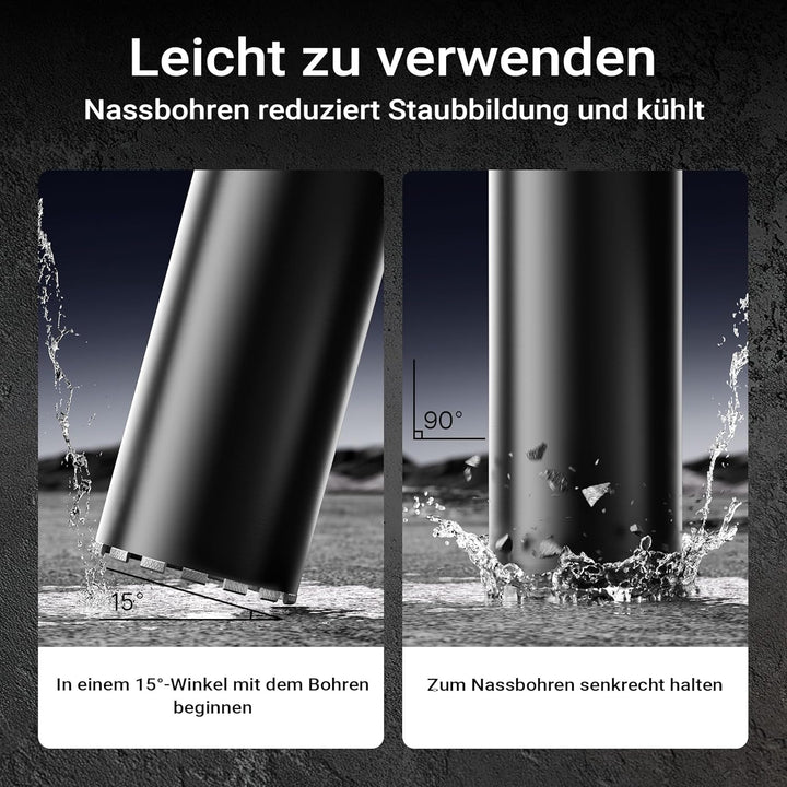 Wiltec Diamantbohrkrone Typ 2 (Mesh) Ø 200 mm, Bohrkrone 450 mm, 1¼ UNC Nassbohrkrone, Diamantbohrer