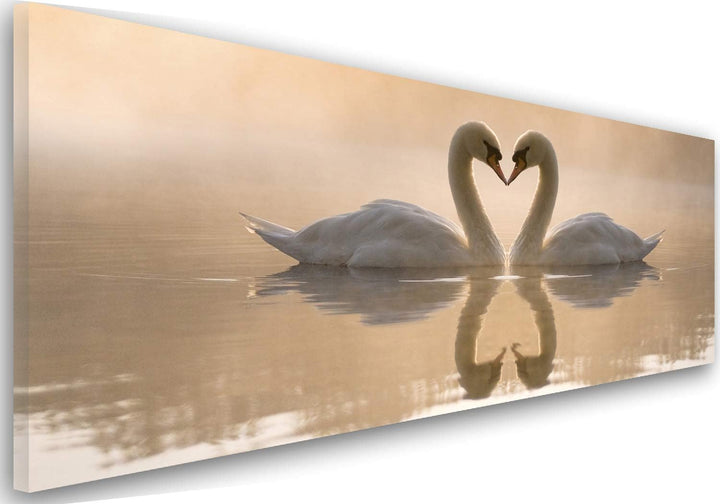 Feeby Bilder Schwäne Tiere 100x40 cm Wohnzimmer Schlafzimmer Büro Flur Küche Wandbilder Modern Bild