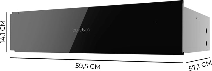 Cecotec Einbau-Wärmeschublade 60 cm Bolero Hexa WD Glass Black 470W Maximalleistung, einstellbare Te