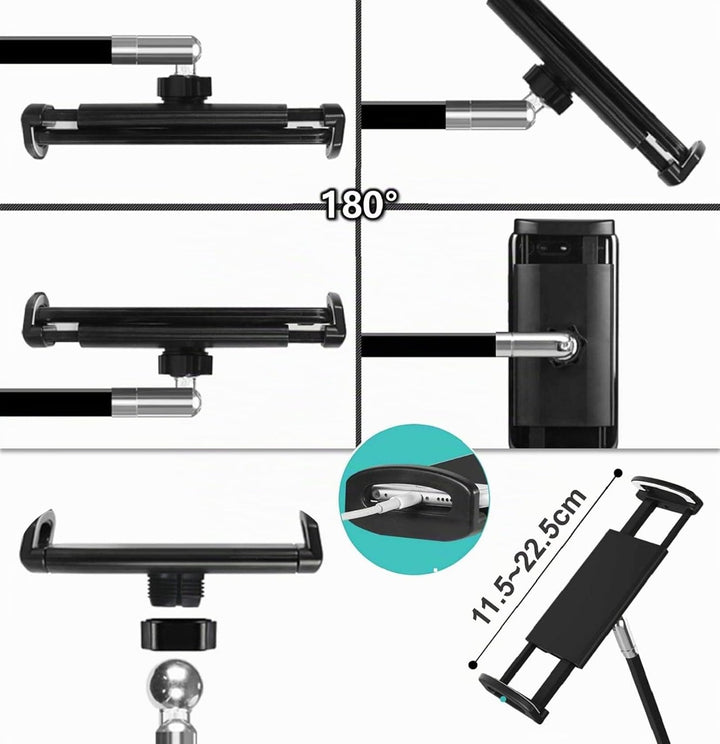 ZenCT Tablet-Halterung, Handy-Ständer, Bett-Halterung mit verstellbarem Metallarm, kompatibel mit iP