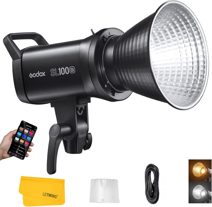Godox SL100Bi LED Videolicht Bi-Color, TLCI 97+ CRI 96 +, 11 Lichteffekt, APP Bluetooth Steuerung, B