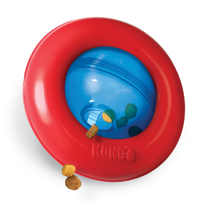 KONG Gyro - Interaktives Hundespielzeug mit Leckerlispender - Slow Feeder für Gesundes Fressen - Für