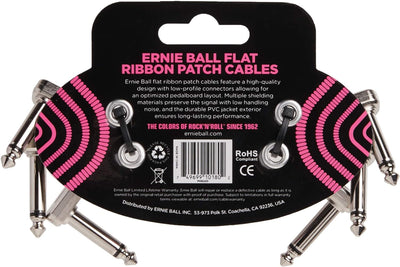 Ernie Ball Flachband-Patchkabel, 3er-Pack, 7,62 cm Schwarz 7,6 cm 3 Stück, Schwarz 7,6 cm 3 Stück