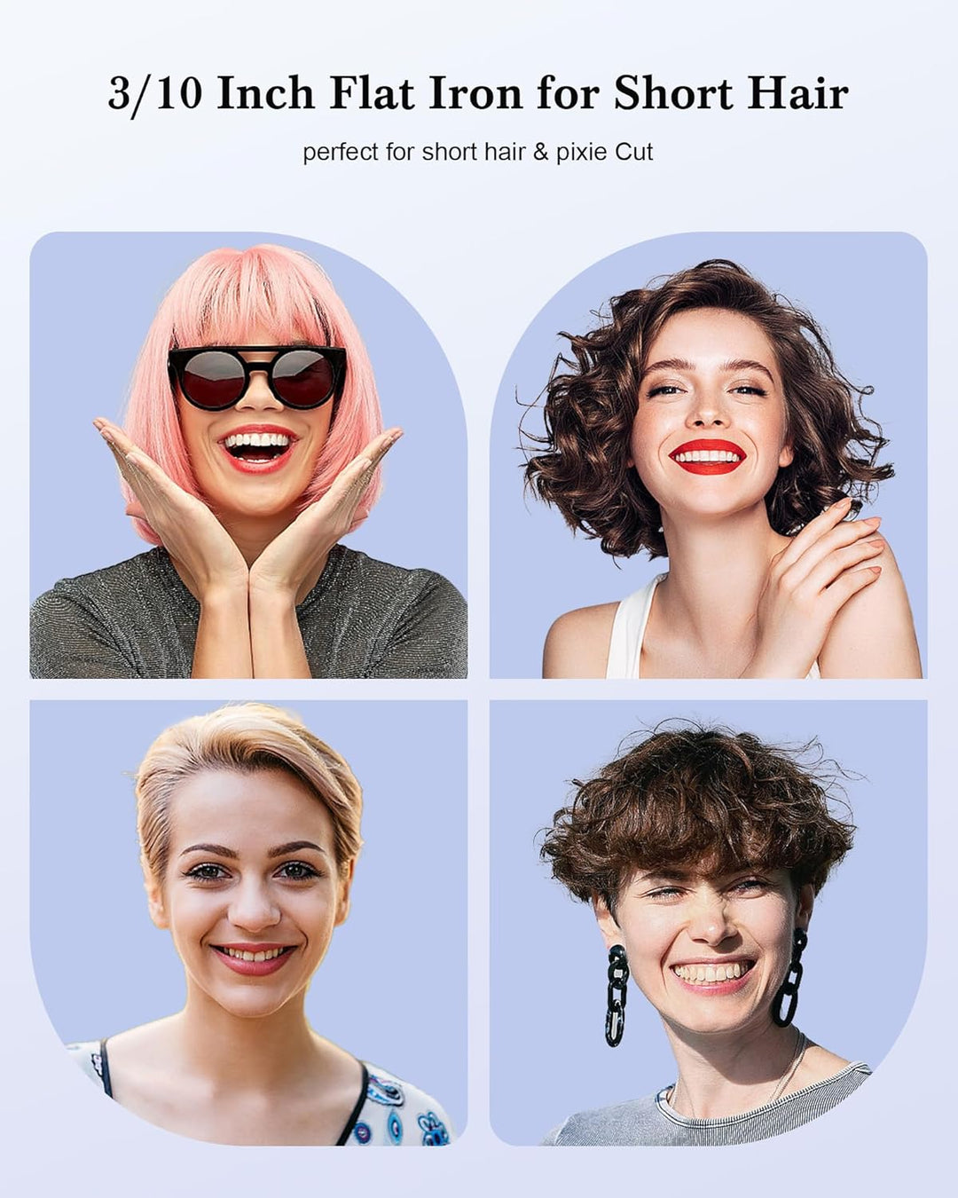 Mini Glätteisen Für Kurze Haare, 2 in 1 Haarglätter und Lockenwickler für Glätten und Locken, Schwim