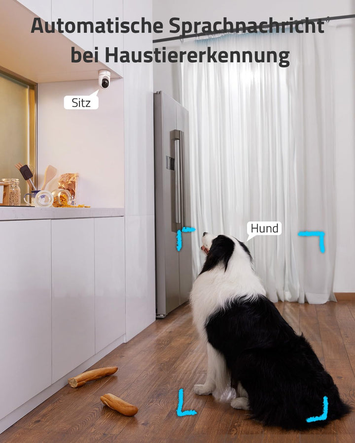 eufy Security Indoor Cam E220, 2er-Pack, 2K Überwachungskamera Innen, WLAN, Schwenkbar, mit Nachtsic
