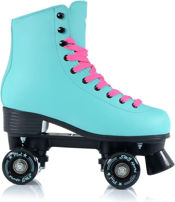 SMJ sport Damen Klassische Retro Rollschuhe | ABEC7 Kugellager | Mint Rosa Mädchen Classic Roller Sk